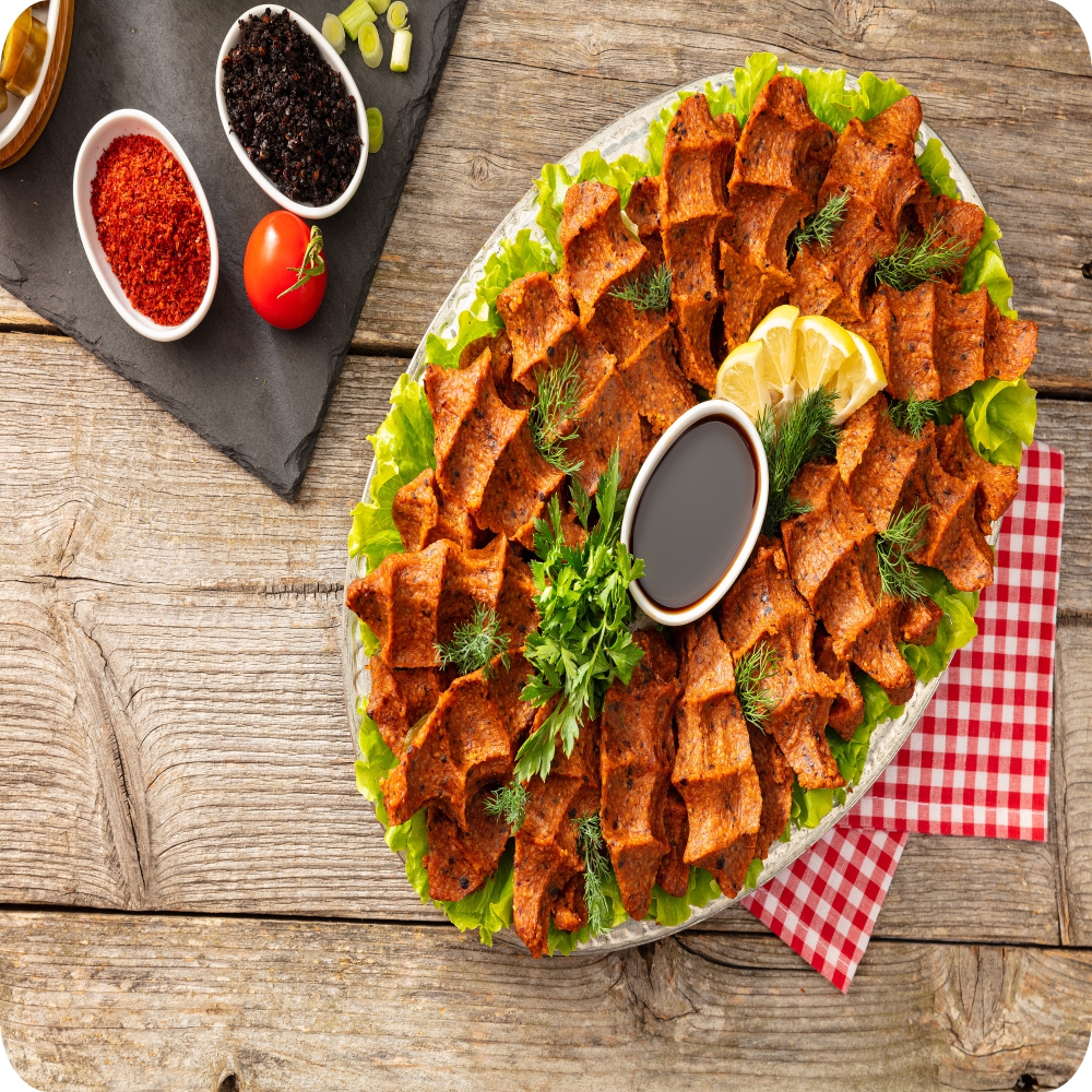 Mevzubahis çiğköfte taze sunum tabağı görseli