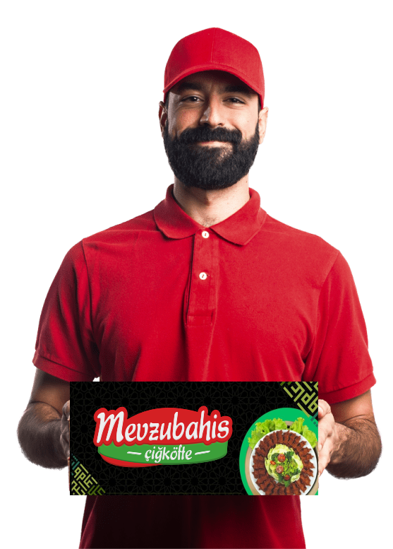 Mevzubahis Çiğköfte kurye elinde paket ile sunum