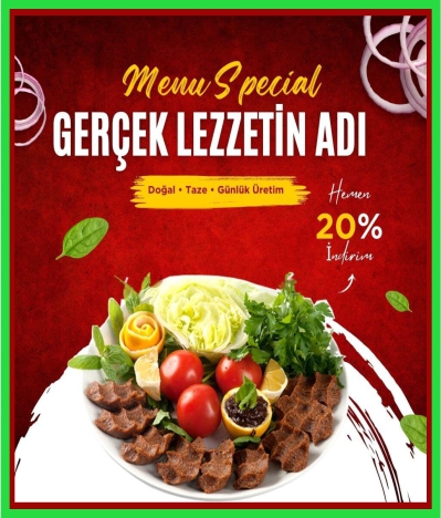 Mevzubahis Çiğköfte özel menü kampanyası çiğköfte sunum tabağı