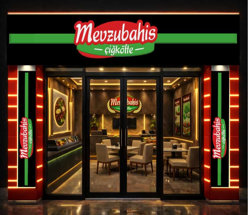 Mevzubahis Çiğköfte modern şube dış cephe ve mağaza görünümü