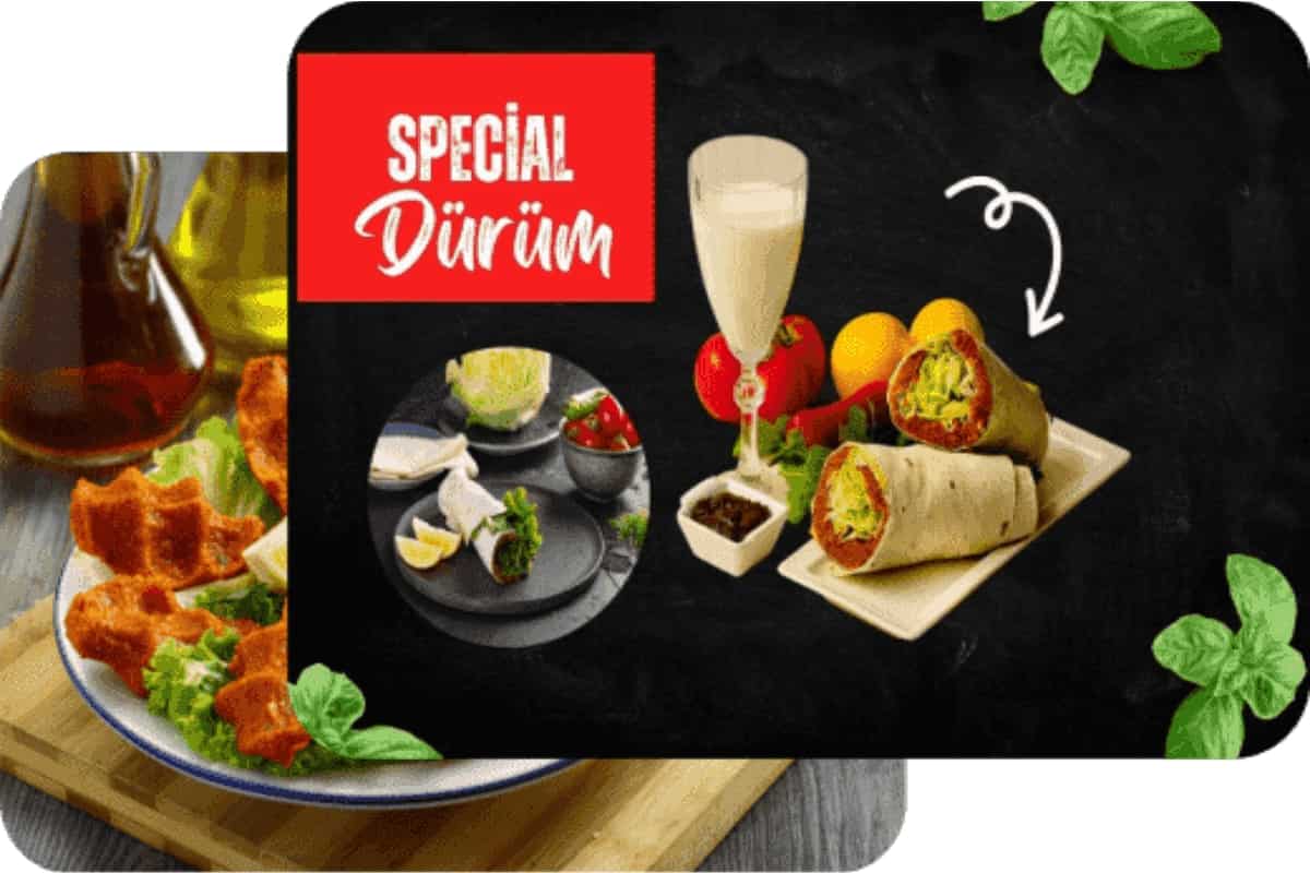 Mevzubahis Çiğköfte özel dürüm ve sunum menü görseli